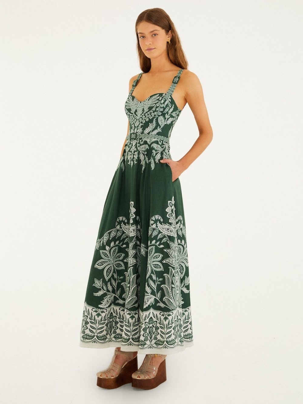 NWOT Farm Rio green Miranda buckles maxi dress - Picture 4 of 10